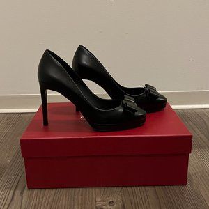 Salvatore Ferragamo Osimo Bow Platform Leather Pumps